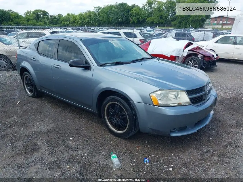 2008 Dodge Avenger Se VIN: 1B3LC46K98N586024 Lot: 42610265