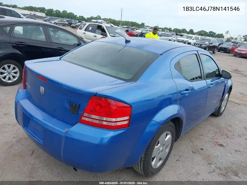 2008 Dodge Avenger Se VIN: 1B3LC46J78N141546 Lot: 42624205