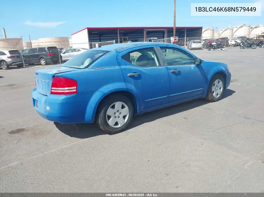 2008 Dodge Avenger Se VIN: 1B3LC46K68N579449 Lot: 42629643