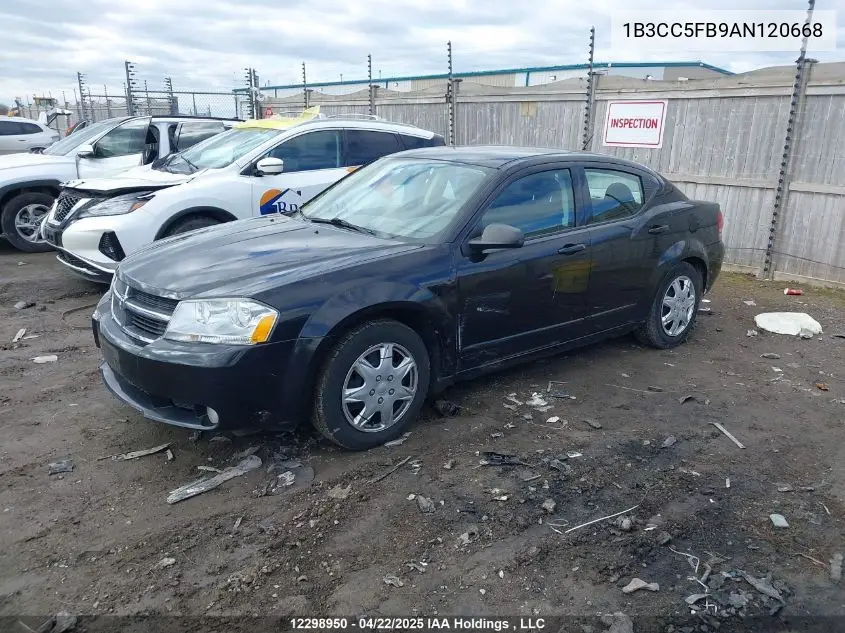 2010 Dodge Avenger Sxt VIN: 1B3CC5FB9AN120668 Lot: 12298950