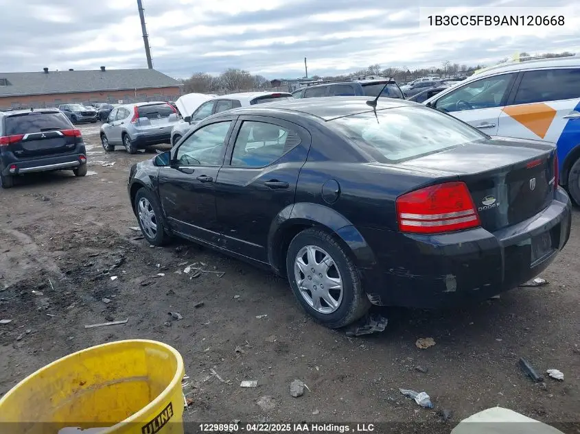 2010 Dodge Avenger Sxt VIN: 1B3CC5FB9AN120668 Lot: 12298950