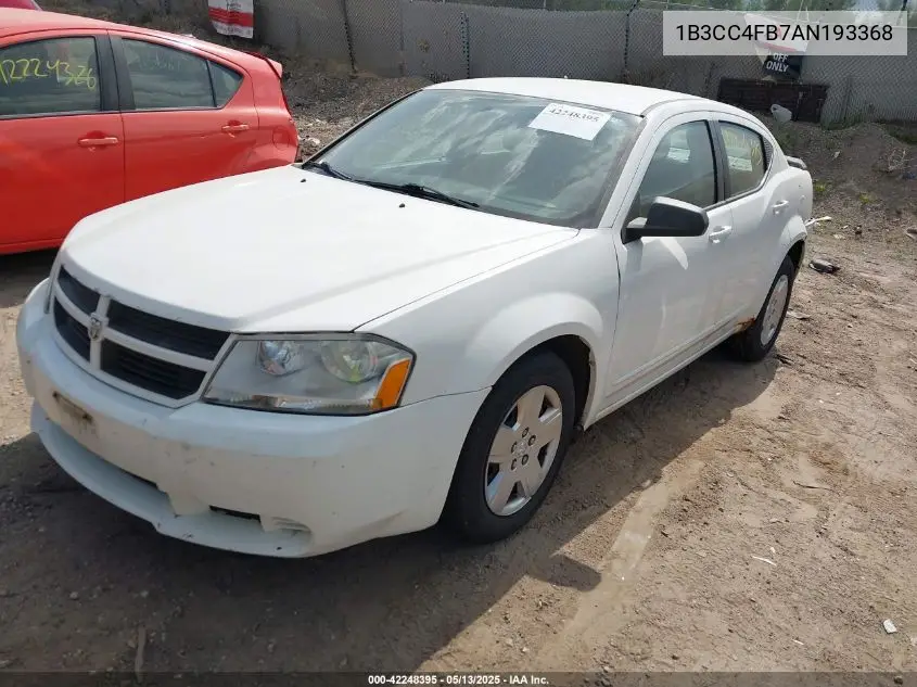 2010 Dodge Avenger Sxt VIN: 1B3CC4FB7AN193368 Lot: 42248395