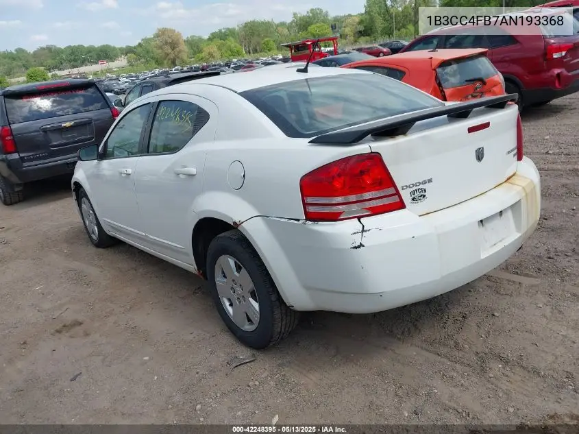 2010 Dodge Avenger Sxt VIN: 1B3CC4FB7AN193368 Lot: 42248395
