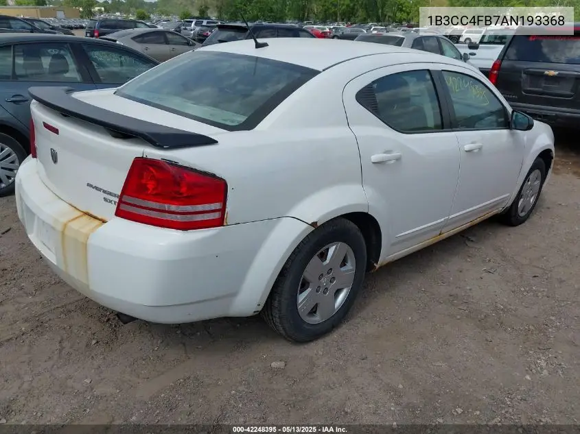 2010 Dodge Avenger Sxt VIN: 1B3CC4FB7AN193368 Lot: 42248395