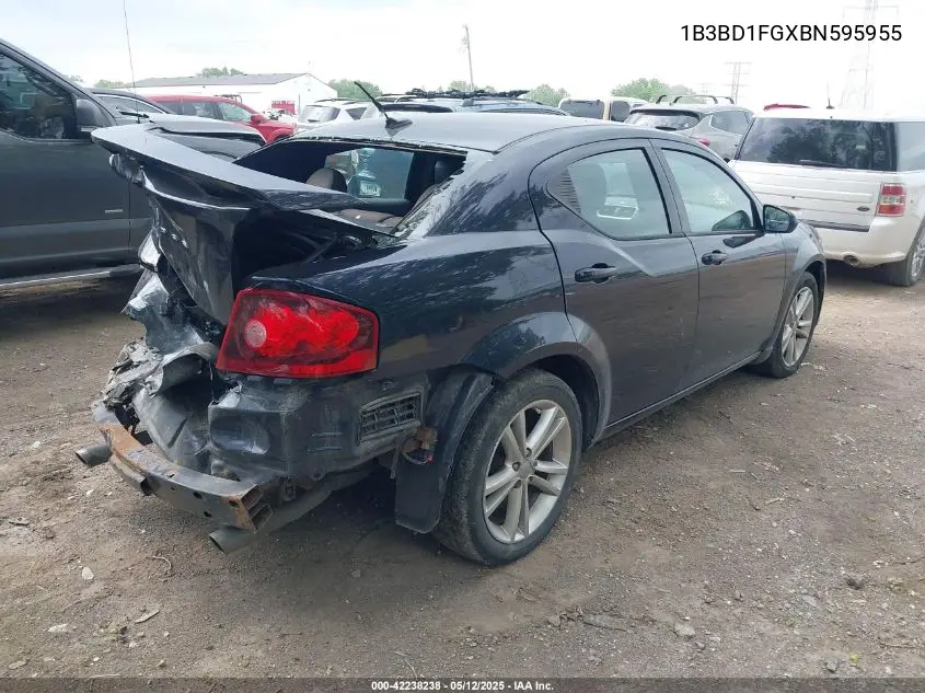 2011 Dodge Avenger Mainstreet VIN: 1B3BD1FGXBN595955 Lot: 42238238