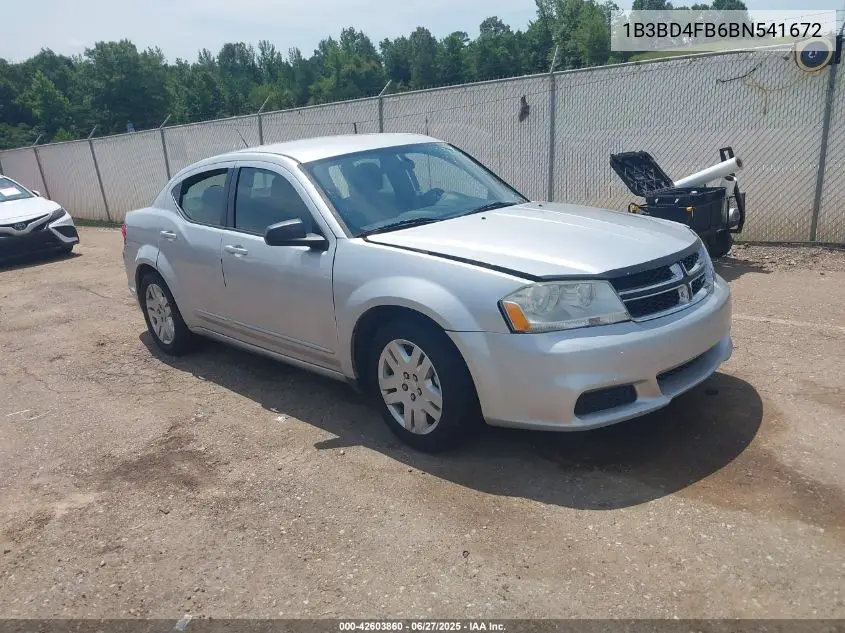 2011 Dodge Avenger Express VIN: 1B3BD4FB6BN541672 Lot: 42603860