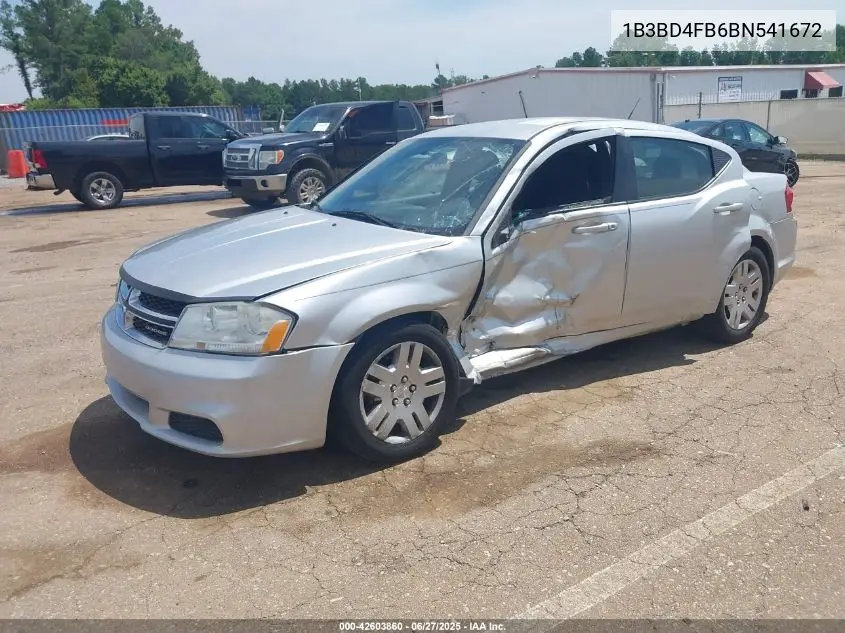 2011 Dodge Avenger Express VIN: 1B3BD4FB6BN541672 Lot: 42603860