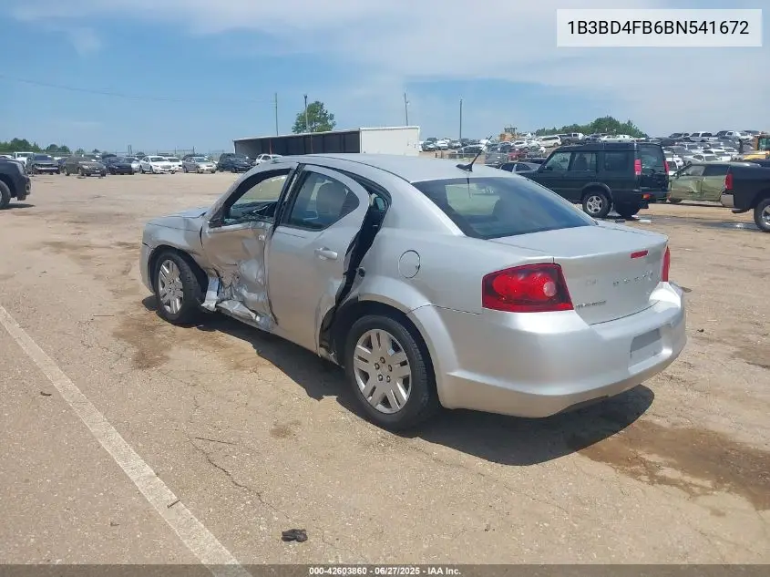 2011 Dodge Avenger Express VIN: 1B3BD4FB6BN541672 Lot: 42603860