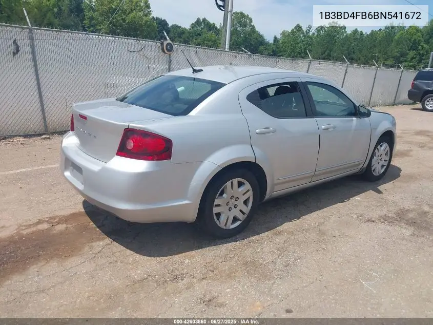 2011 Dodge Avenger Express VIN: 1B3BD4FB6BN541672 Lot: 42603860