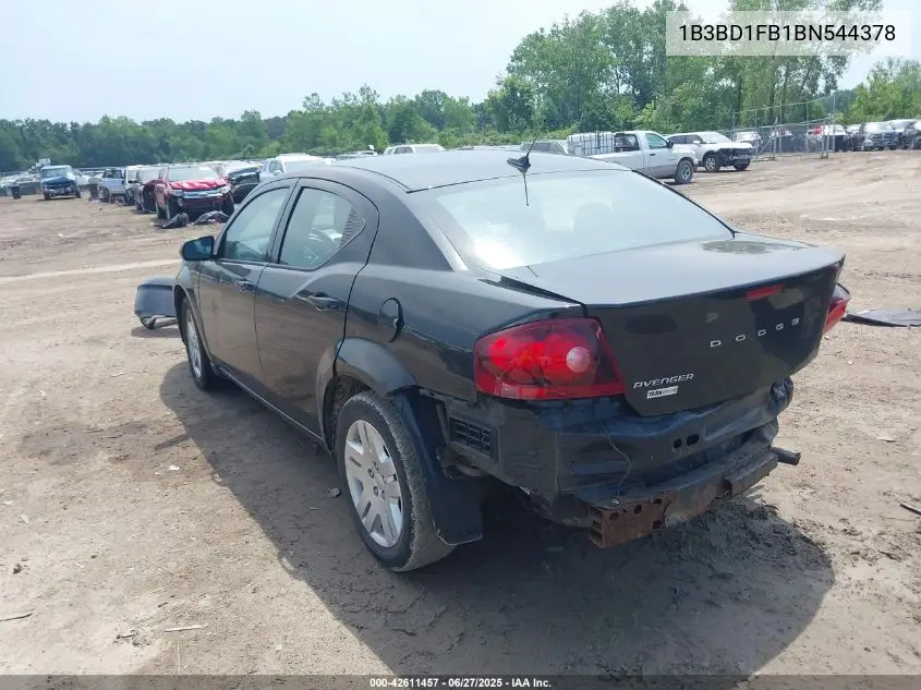 2011 Dodge Avenger Mainstreet VIN: 1B3BD1FB1BN544378 Lot: 42611457