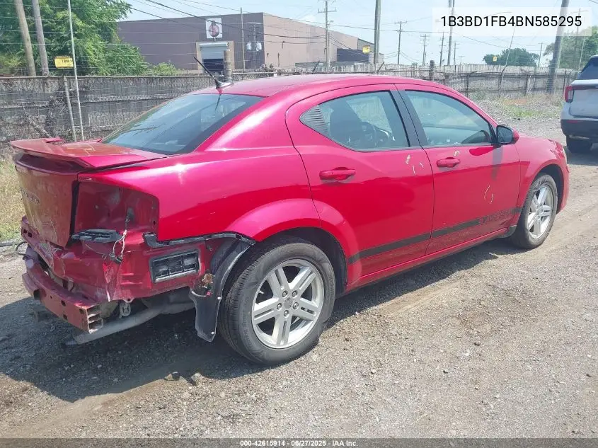 2011 Dodge Avenger Mainstreet VIN: 1B3BD1FB4BN585295 Lot: 42615914