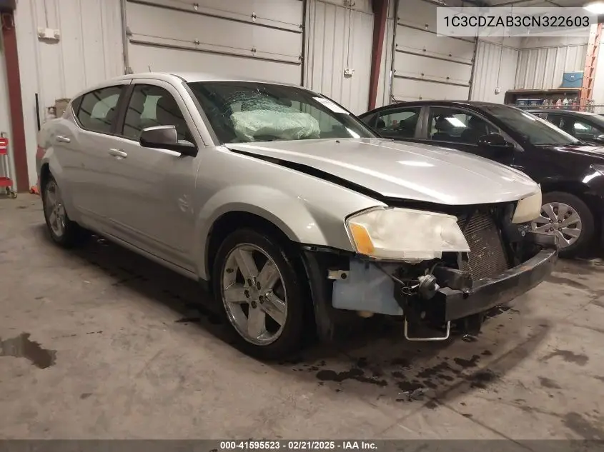2012 Dodge Avenger Se VIN: 1C3CDZAB3CN322603 Lot: 41595523