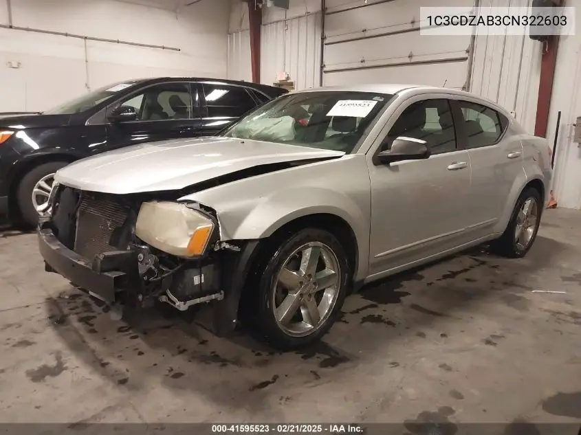 2012 Dodge Avenger Se VIN: 1C3CDZAB3CN322603 Lot: 41595523