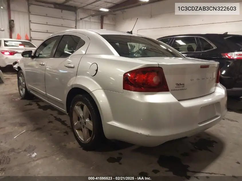 2012 Dodge Avenger Se VIN: 1C3CDZAB3CN322603 Lot: 41595523
