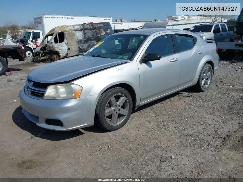 2012 Dodge Avenger Se VIN: 1C3CDZAB6CN147327 Lot: 42062064