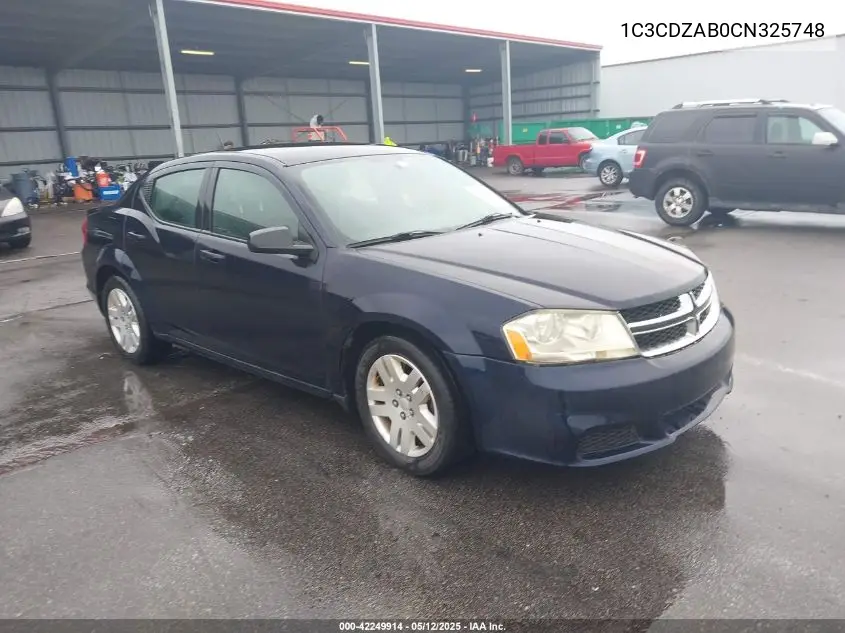 2012 Dodge Avenger Se VIN: 1C3CDZAB0CN325748 Lot: 42249914