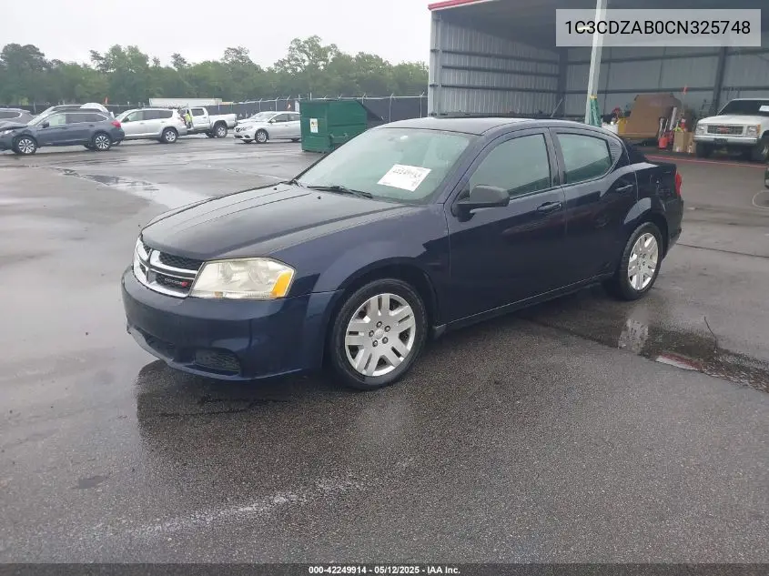 2012 Dodge Avenger Se VIN: 1C3CDZAB0CN325748 Lot: 42249914