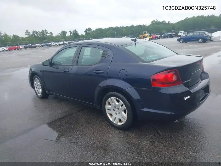 2012 Dodge Avenger Se VIN: 1C3CDZAB0CN325748 Lot: 42249914