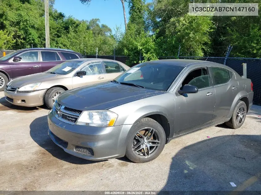 2012 Dodge Avenger Se VIN: 1C3CDZAB7CN147160 Lot: 42609339