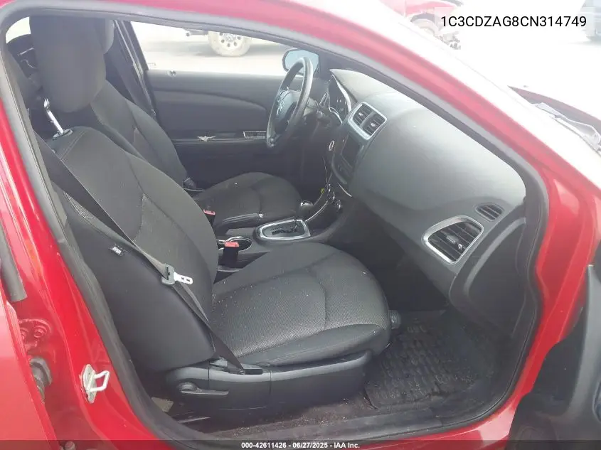 2012 Dodge Avenger Se VIN: 1C3CDZAG8CN314749 Lot: 42611426