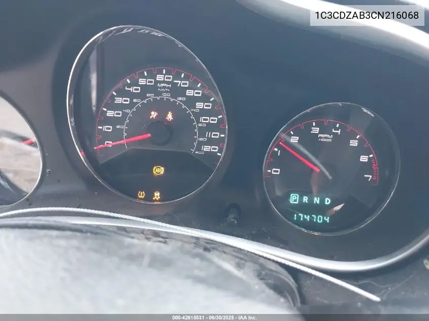 2012 Dodge Avenger Se VIN: 1C3CDZAB3CN216068 Lot: 42615531