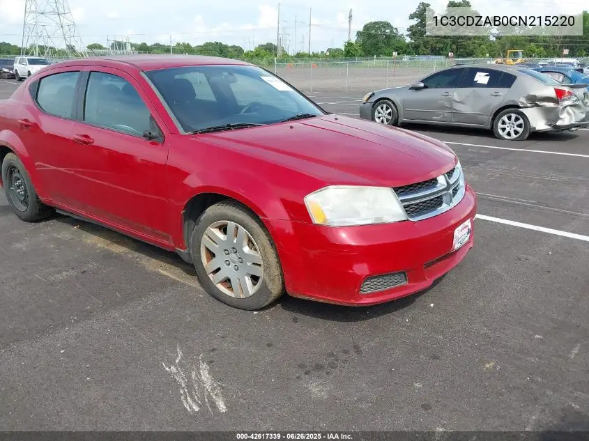 2012 Dodge Avenger Se VIN: 1C3CDZAB0CN215220 Lot: 42617339