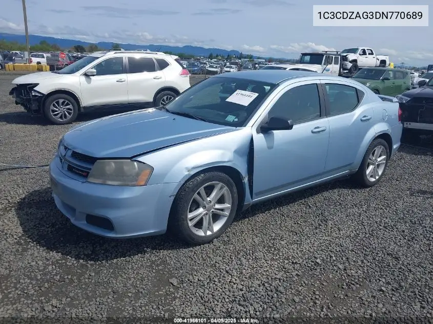 2013 Dodge Avenger Se V6 VIN: 1C3CDZAG3DN770689 Lot: 41966101