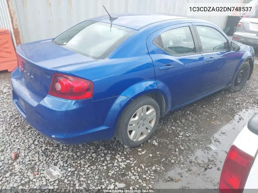 2013 Dodge Avenger Se V6 VIN: 1C3CDZAG2DN748537 Lot: 42192394