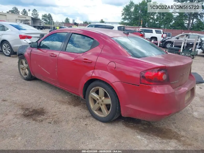 2013 Dodge Avenger Se VIN: 1C3CDZAB7DN565722 Lot: 42203305