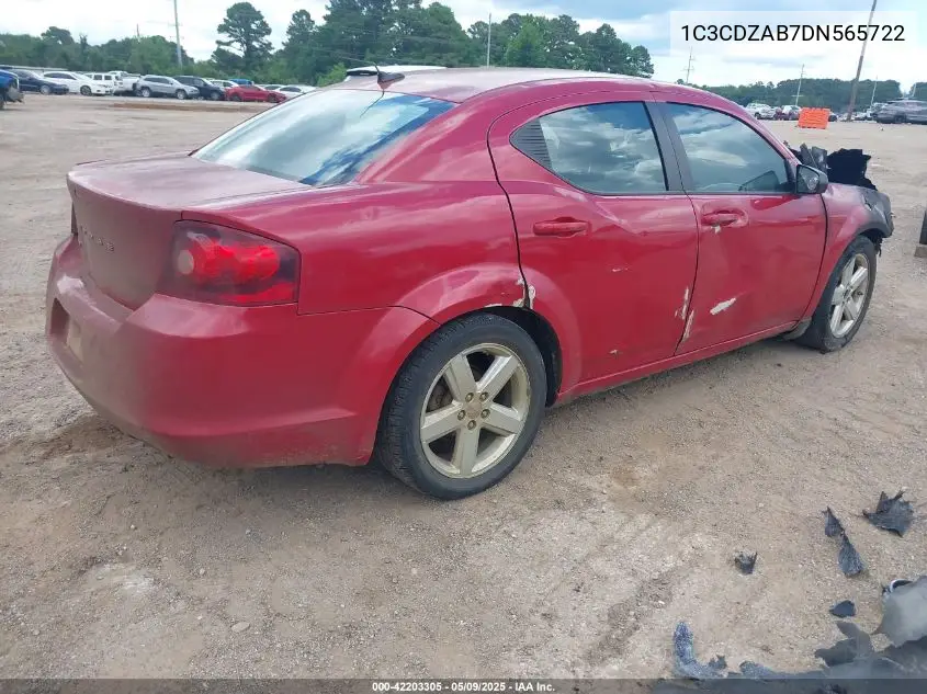 2013 Dodge Avenger Se VIN: 1C3CDZAB7DN565722 Lot: 42203305