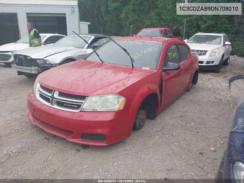 2013 Dodge Avenger Se VIN: 1C3CDZAB9DN708010 Lot: 42250727