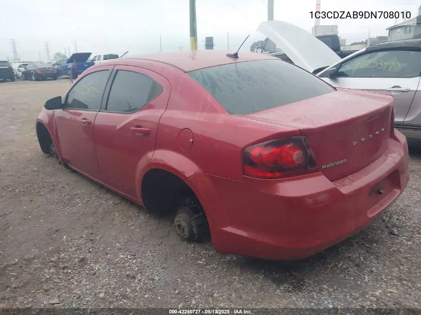 2013 Dodge Avenger Se VIN: 1C3CDZAB9DN708010 Lot: 42250727