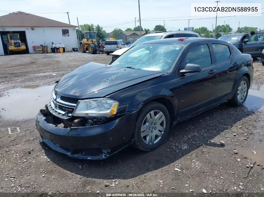 2013 Dodge Avenger Se VIN: 1C3CDZAB2DN588955 Lot: 42599438