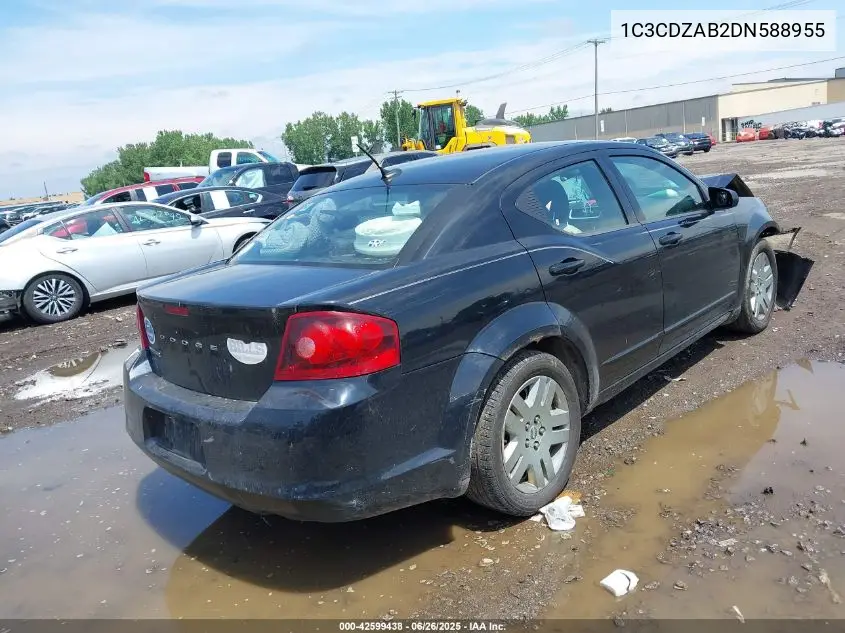 2013 Dodge Avenger Se VIN: 1C3CDZAB2DN588955 Lot: 42599438