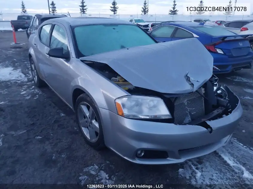 2014 Dodge Avenger VIN: 1C3CDZCB4EN117078 Lot: 12263523