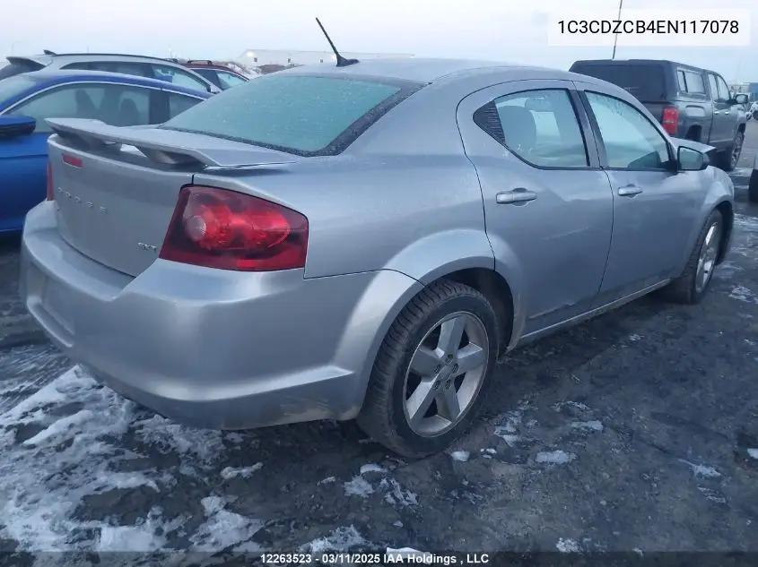 2014 Dodge Avenger VIN: 1C3CDZCB4EN117078 Lot: 12263523