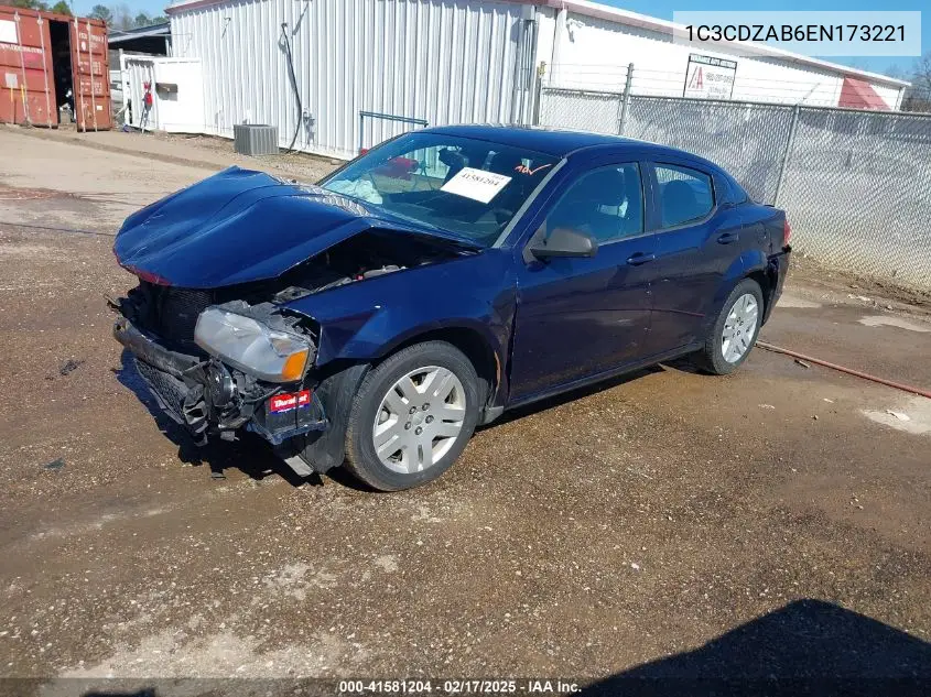 2014 Dodge Avenger Se VIN: 1C3CDZAB6EN173221 Lot: 41581204
