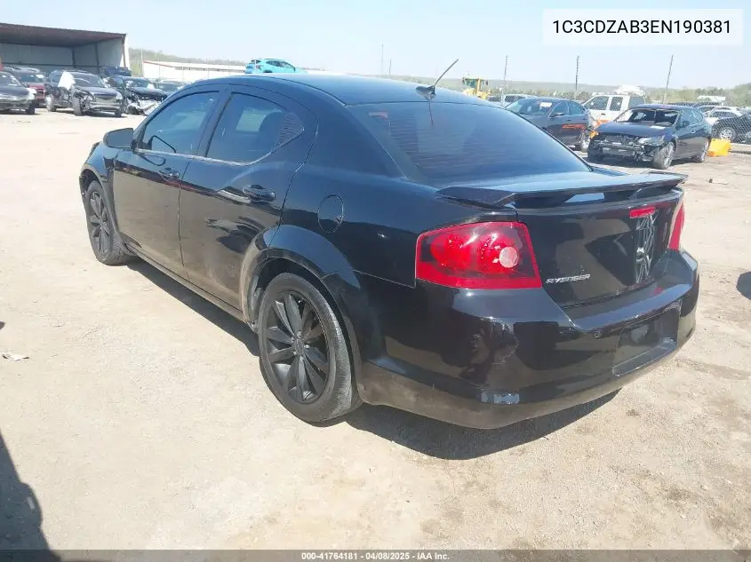 2014 Dodge Avenger Se VIN: 1C3CDZAB3EN190381 Lot: 41764181