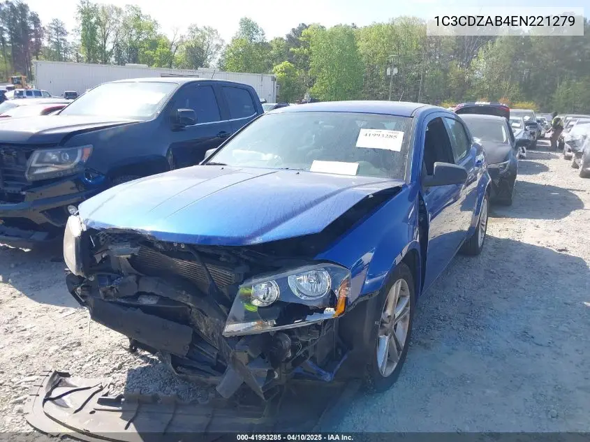 2014 Dodge Avenger Se VIN: 1C3CDZAB4EN221279 Lot: 41993285