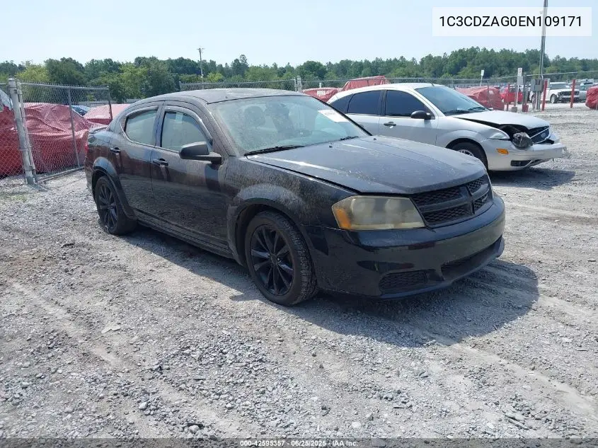 2014 Dodge Avenger Se VIN: 1C3CDZAG0EN109171 Lot: 42595357