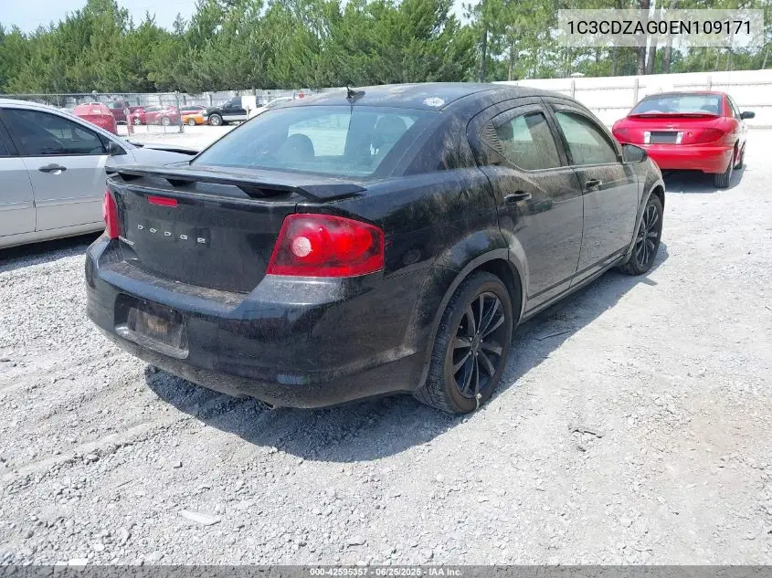 2014 Dodge Avenger Se VIN: 1C3CDZAG0EN109171 Lot: 42595357