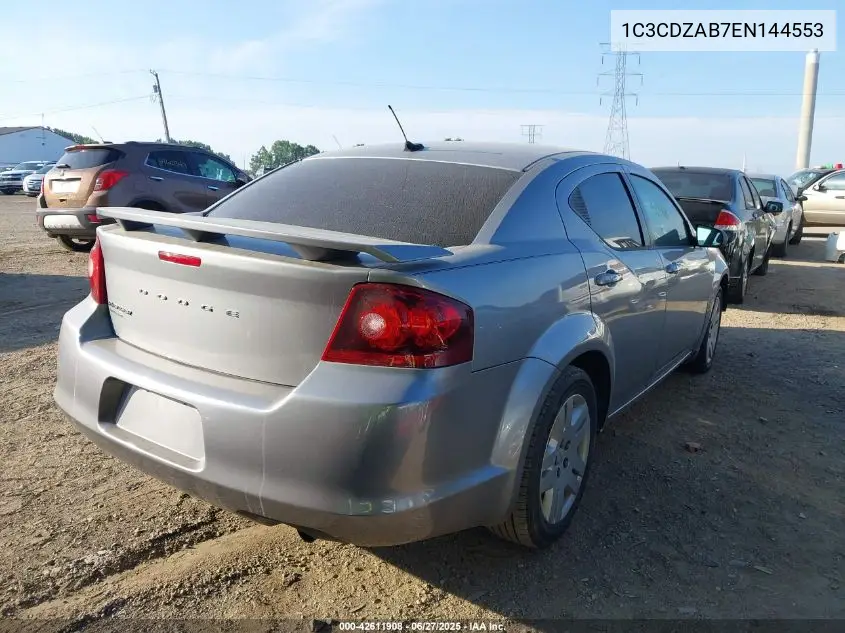 2014 Dodge Avenger Se VIN: 1C3CDZAB7EN144553 Lot: 42611908