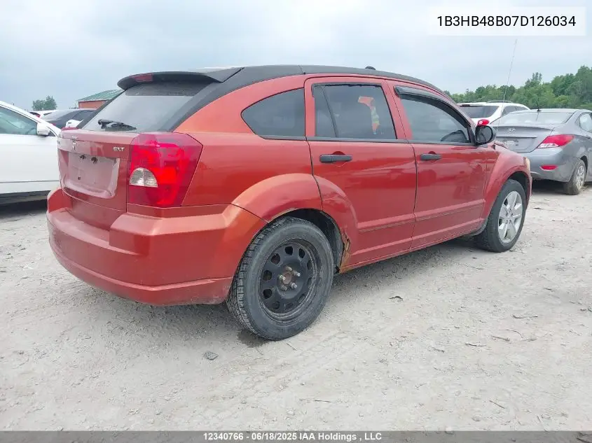 2007 Dodge Caliber Sxt VIN: 1B3HB48B07D126034 Lot: 12340766X