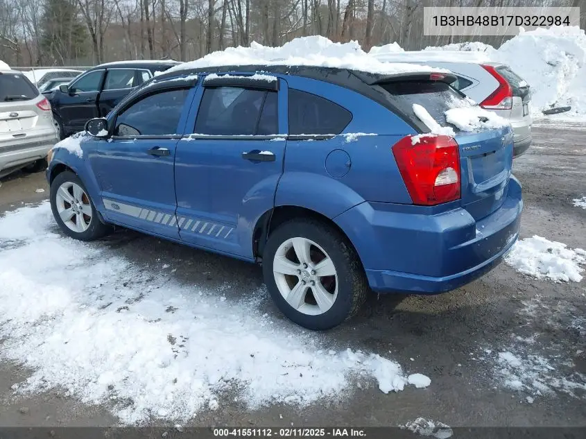 2007 Dodge Caliber Sxt VIN: 1B3HB48B17D322984 Lot: 41551112