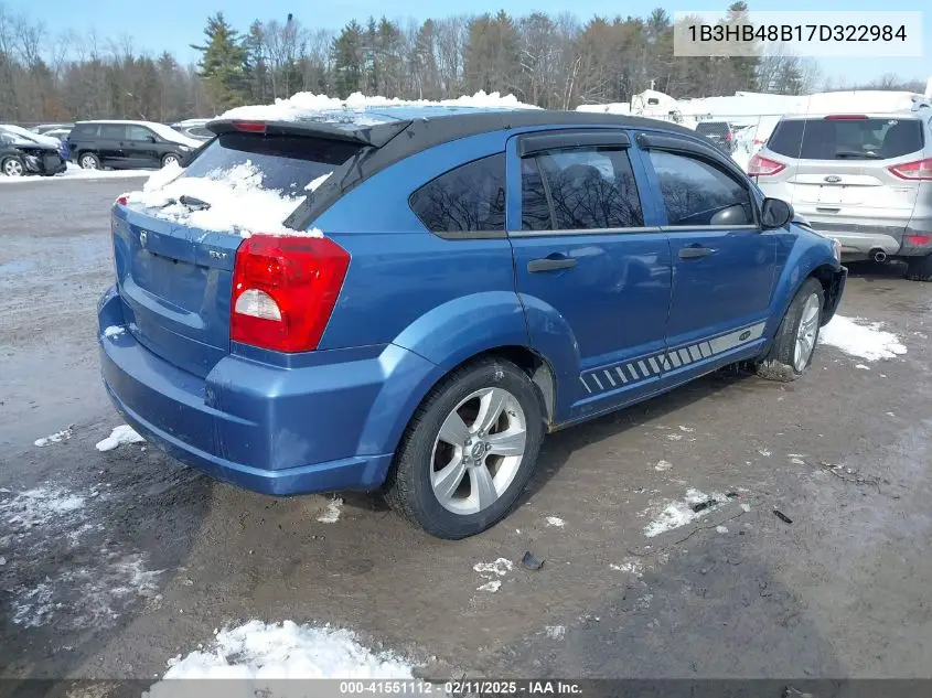 2007 Dodge Caliber Sxt VIN: 1B3HB48B17D322984 Lot: 41551112