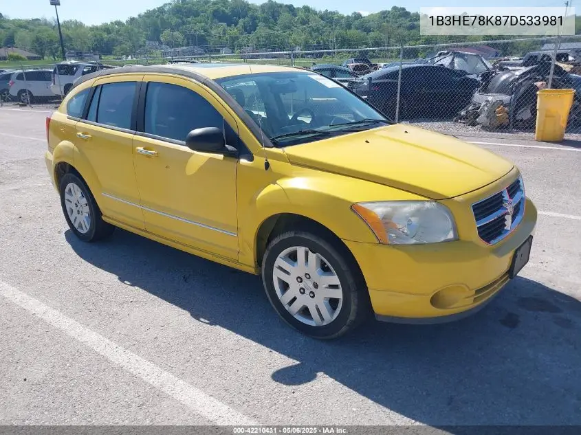 2007 Dodge Caliber R/T VIN: 1B3HE78K87D533981 Lot: 42210431