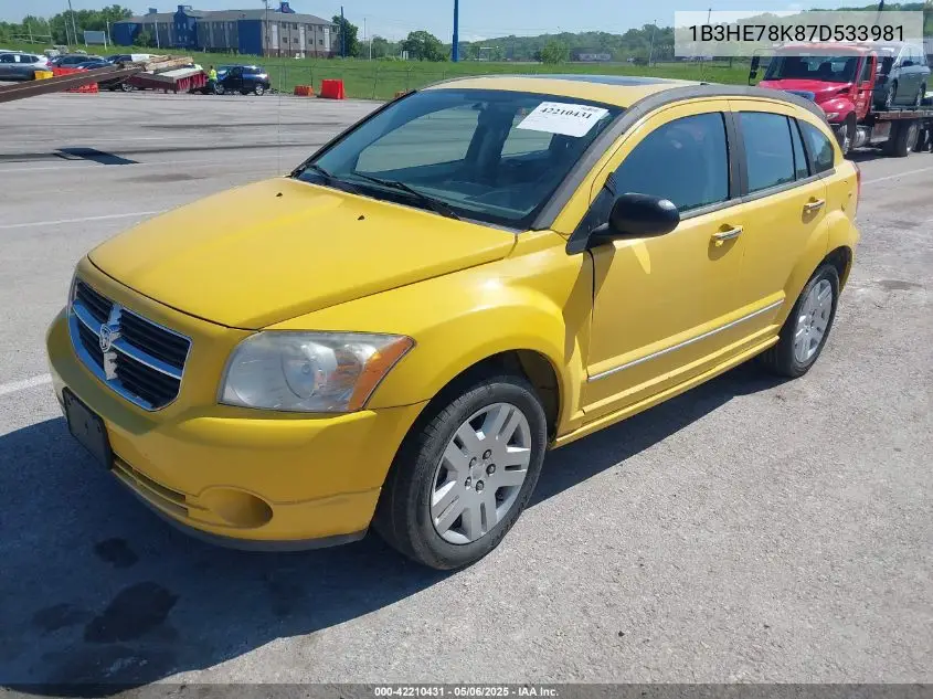 2007 Dodge Caliber R/T VIN: 1B3HE78K87D533981 Lot: 42210431