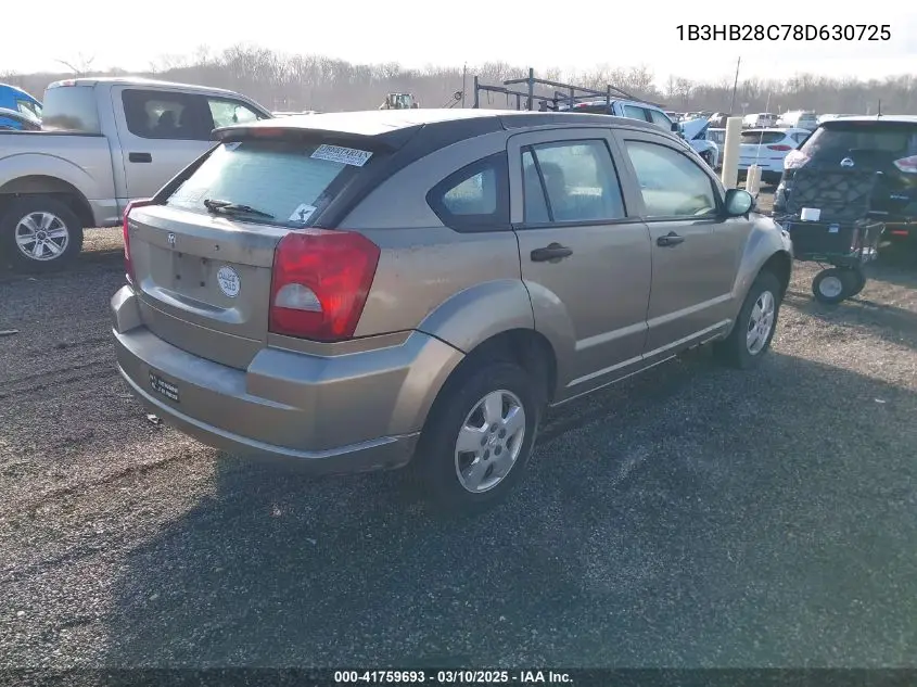 2008 Dodge Caliber Se VIN: 1B3HB28C78D630725 Lot: 41759693