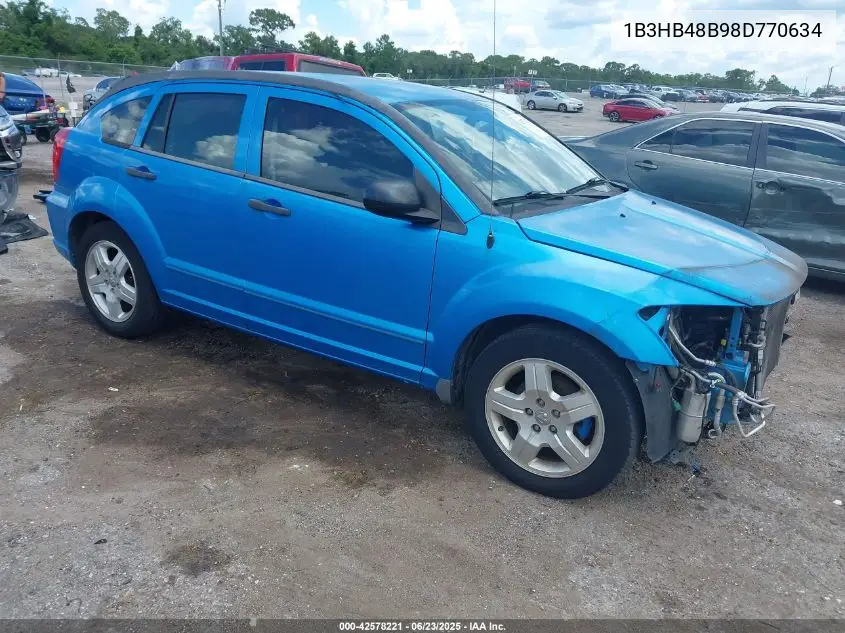 2008 Dodge Caliber Sxt VIN: 1B3HB48B98D770634 Lot: 42578221
