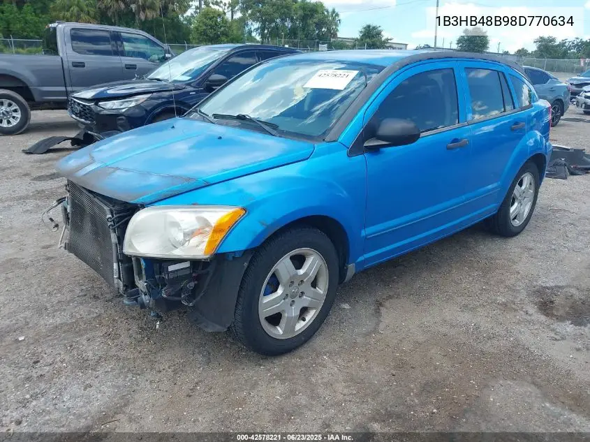 2008 Dodge Caliber Sxt VIN: 1B3HB48B98D770634 Lot: 42578221
